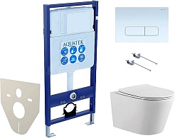 Aquatek Унитаз подвесной Вега AQ1905-00 в комплекте с инсталляцией Standard INS-0000012 с клавишей смыва KDI-0000013 белая и крепления KKI-0000001 – фотография-1